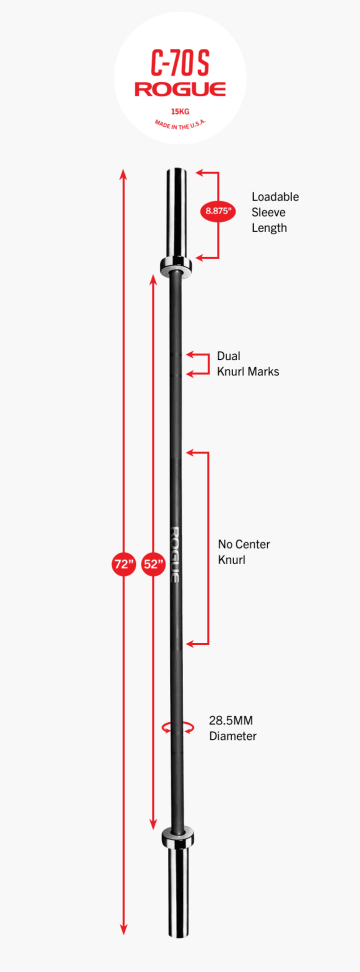 Rogue C-70S (Black Shaft / Bright Zinc Sleeve) | Rogue Fitness